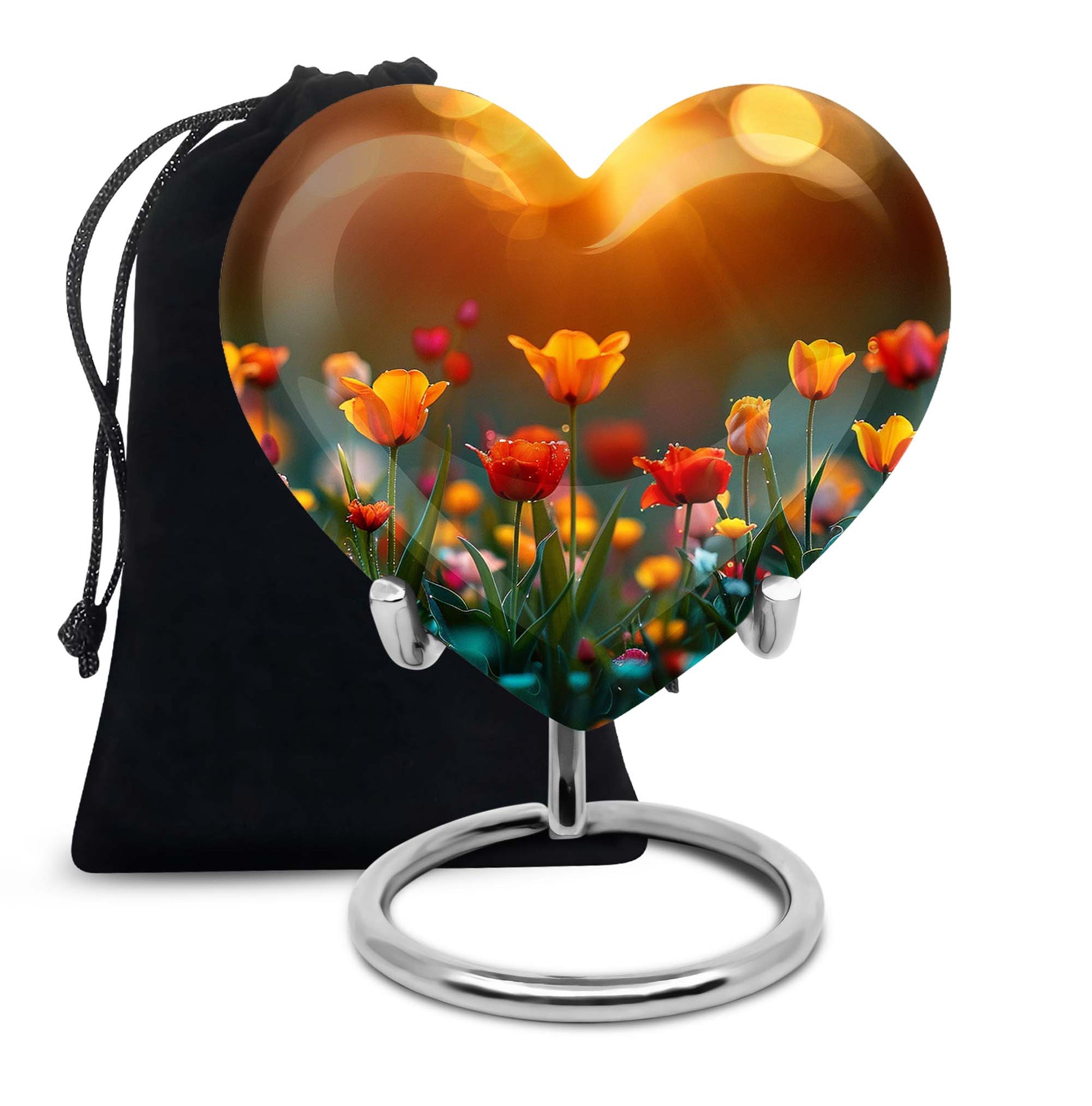 Tulip Garden Memorial Urn - Flower Theme Funeral Urn For Ashes