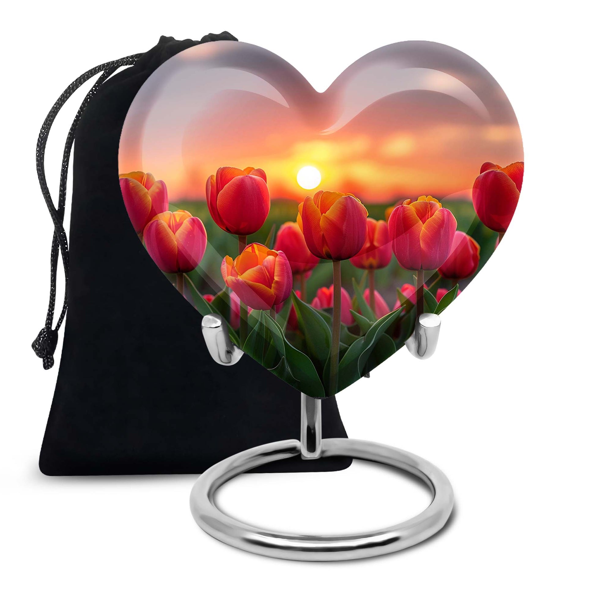 Orange Tulip Cremation Urn - Large Funeral Urn For Adult Ashes
