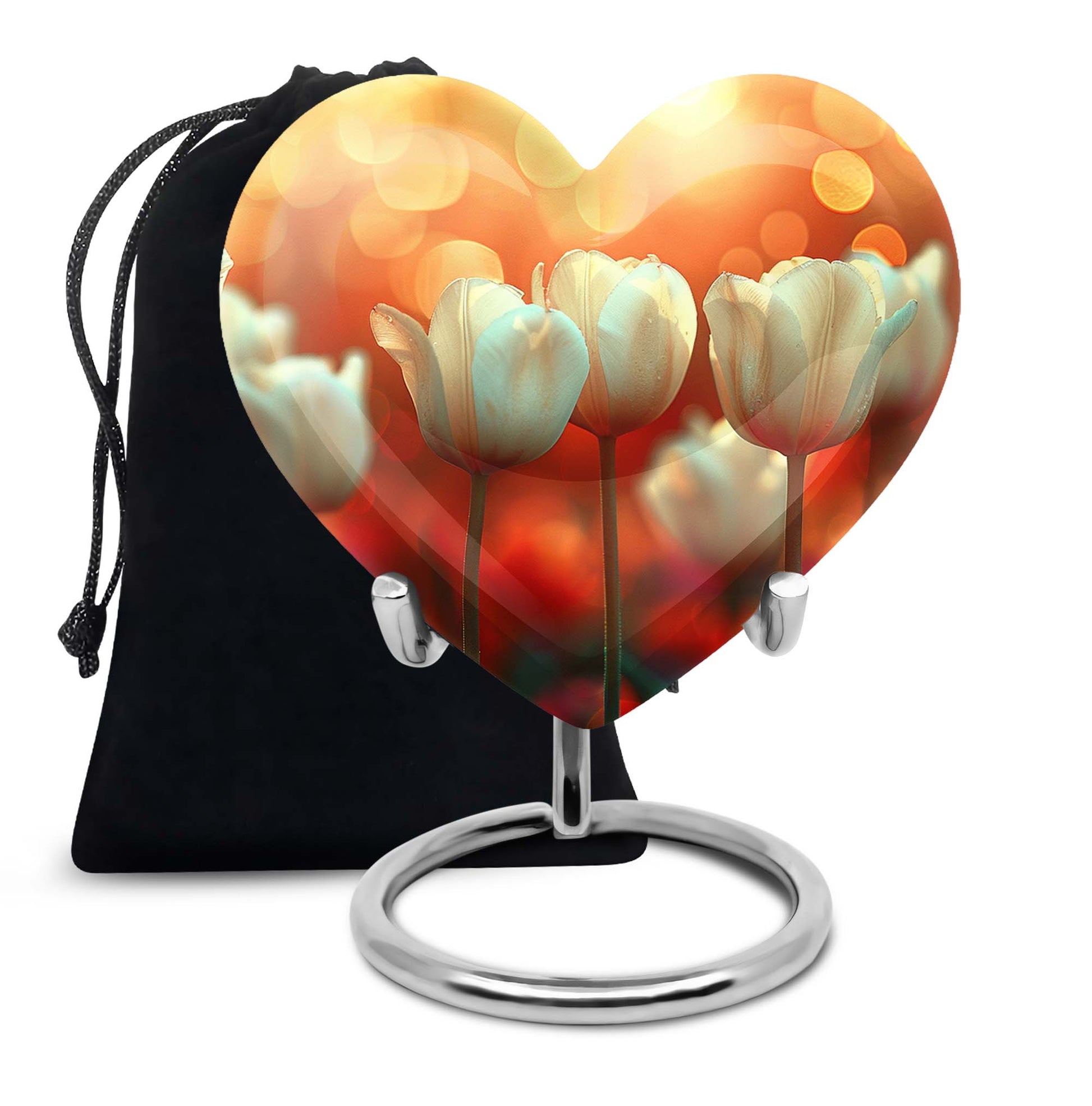 White Tulip Cremation Urn - Elegant Floral Memorial Urn For Adults