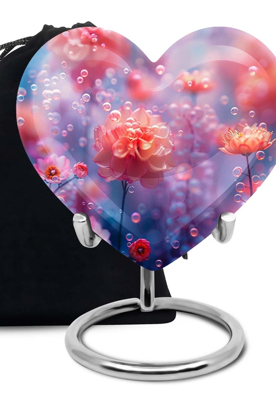 Pink Fantasy Floral Urn - Elegant Memorial Cremation Urn For Ashes