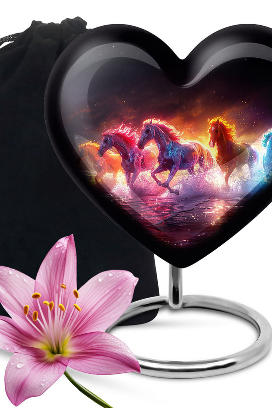 Mystic Blue Horse Cremation Urn - Memorial Urn For Human Ashes
