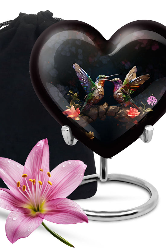 Paper Artistic Hummingbird Cremation Urn - Black Aluminium Urn For Burial
