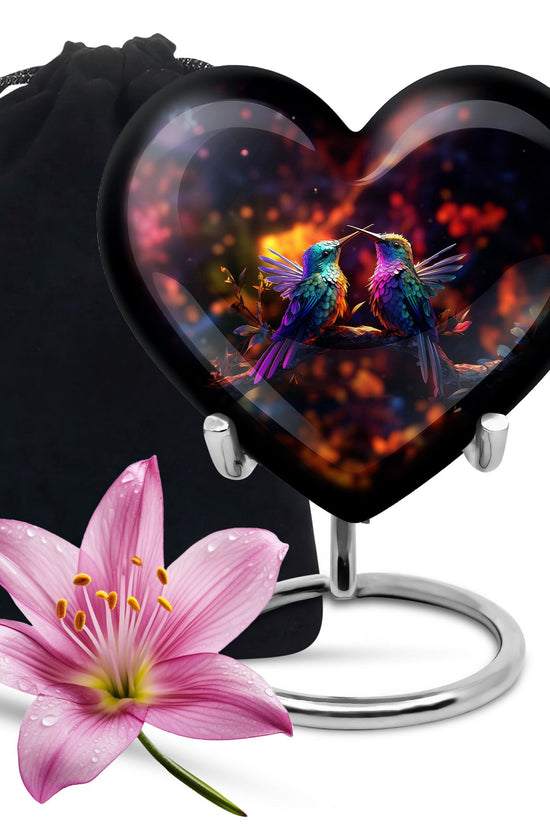 Colorful Hummingbird Funeral Urn - Couple Ashes Urn For Loved Ones