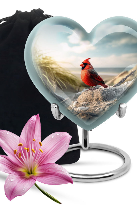 Red Cardinal Cremation Urn - Large Memorial Urn For Human Ashes
