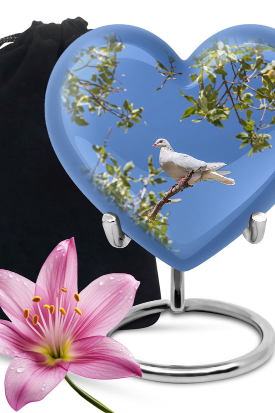 White Bird Memorial Urn - Dove Theme Cremation Urn For Loved Ones