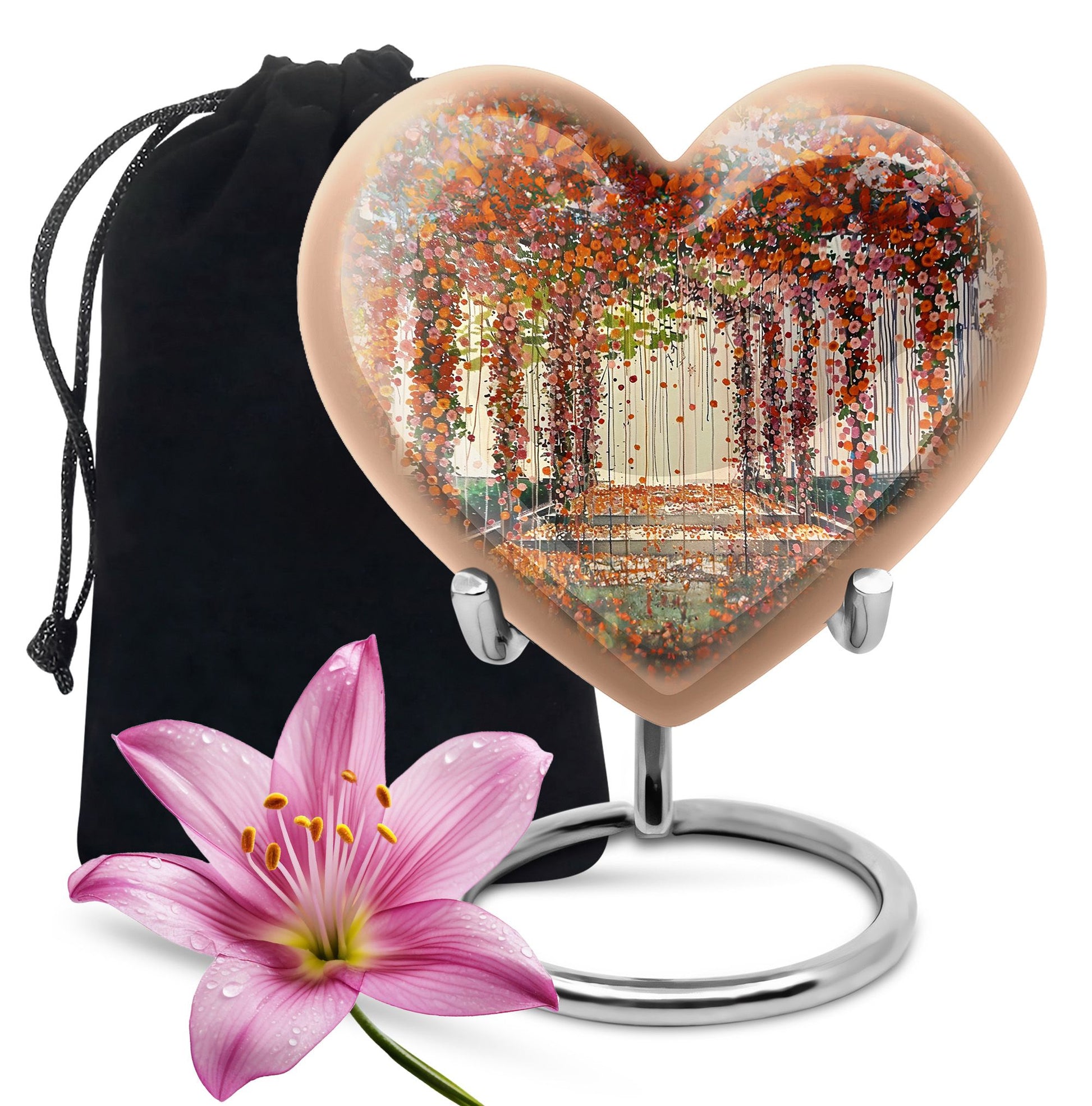 Artistic Flower Burial Urn - Aluminium Cremation Urn For Loved Ones