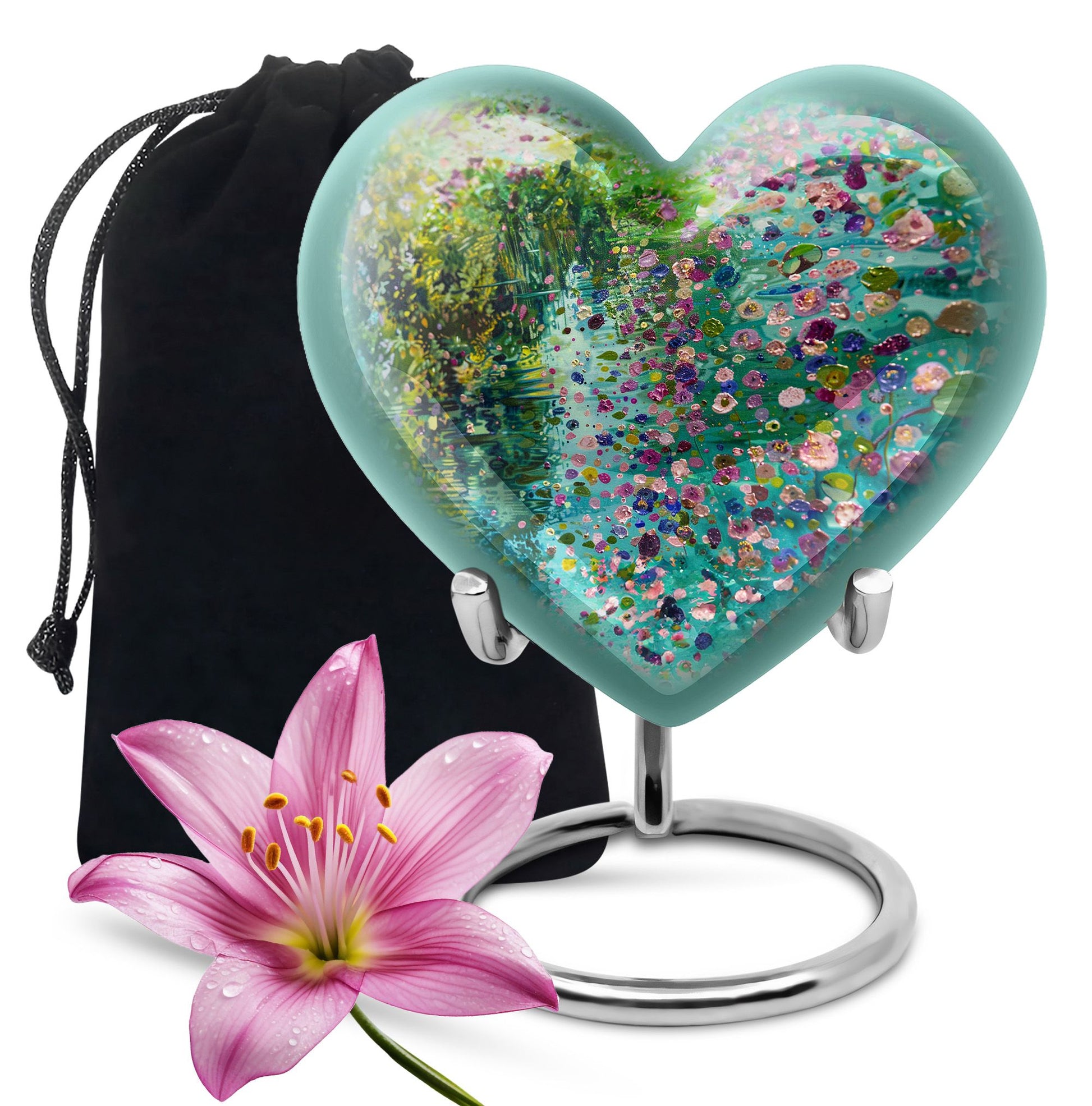 Flower Theme Funeral Urn - Artistic Flowers Memorial Urn For Loved Ones