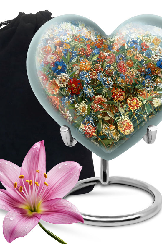 Nature Blossom Funeral Urn For Human Ashes - Artistic Floral Landscape Urn