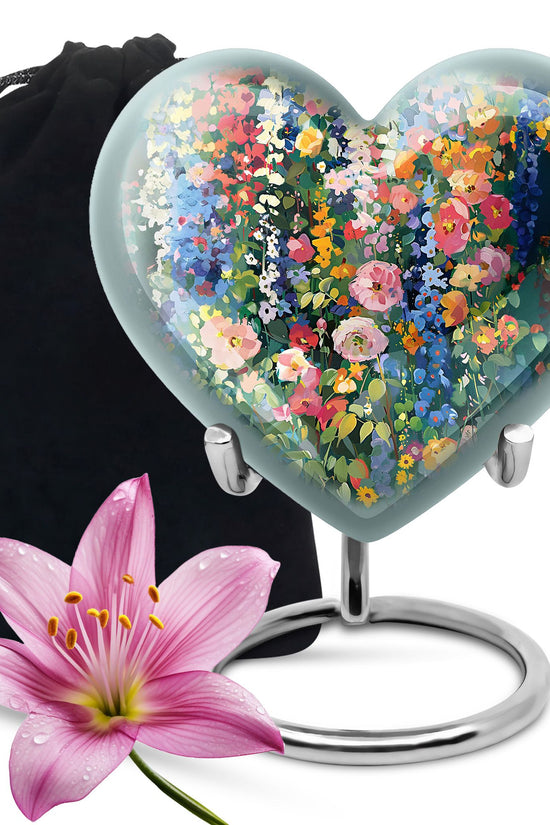 Elegant Artistic Flower Memorial Urn - Flower Theme Cremation Urn For Ashes