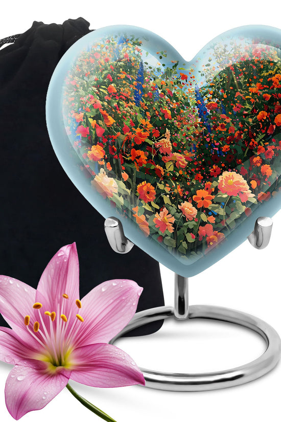 Colorful Flower Field Funeral Urn - Nature Inspired Cremation Urn