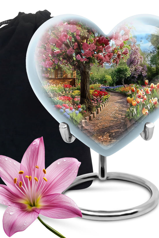 Beautiful Flower Garden Funeral Urn - Cremation Urn For Adult Ashes