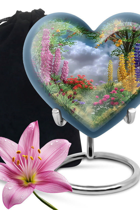 Colourful Floral Memorial Urn - Beautiful Garden Cremation Urn For Burial