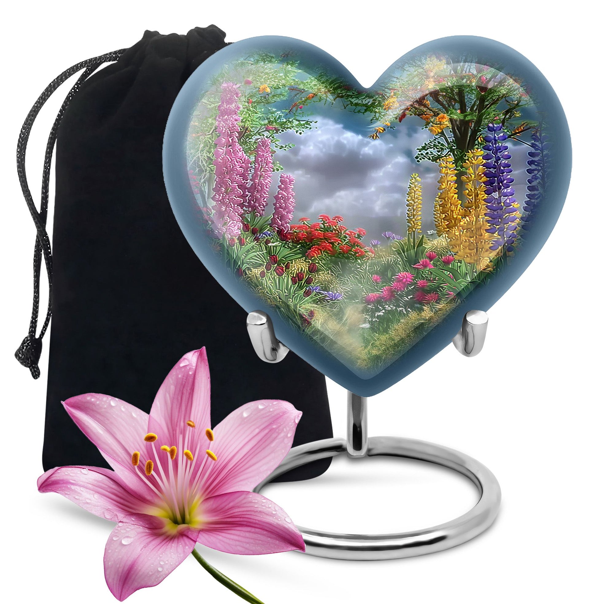 Colourful Floral Memorial Urn - Beautiful Garden Cremation Urn For Burial