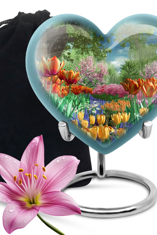 Flower Theme Memorial Urn - Beautiful Funeral Urn For Adult Ashes