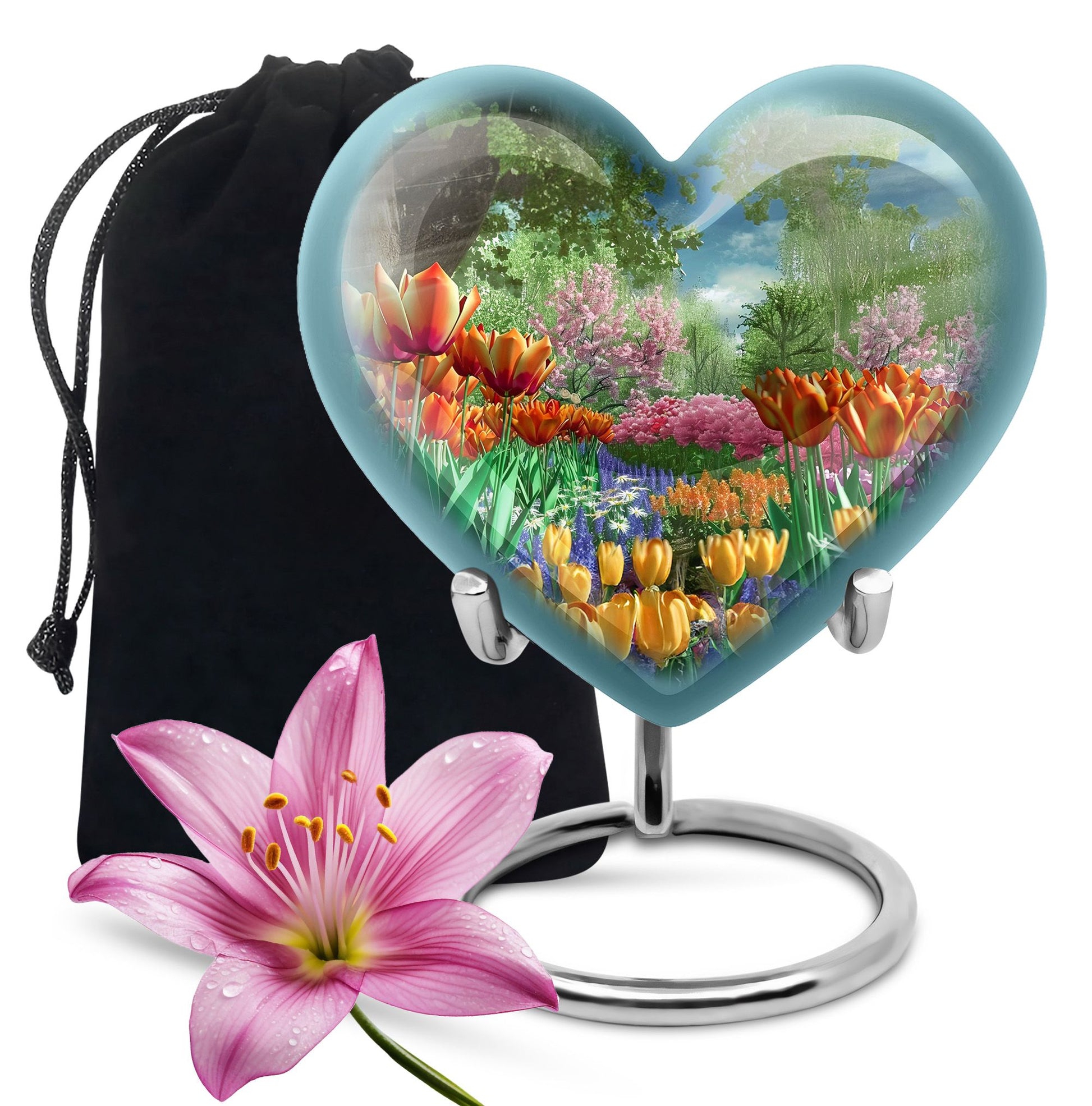 Flower Theme Memorial Urn - Beautiful Funeral Urn For Adult Ashes