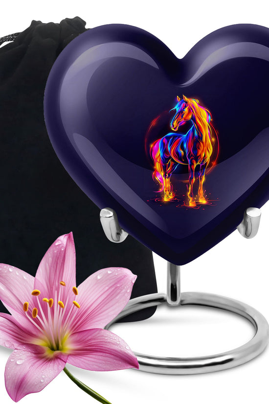 Horse Theme Cremation Urn - Colourful Memorial Urn For Human Ashes