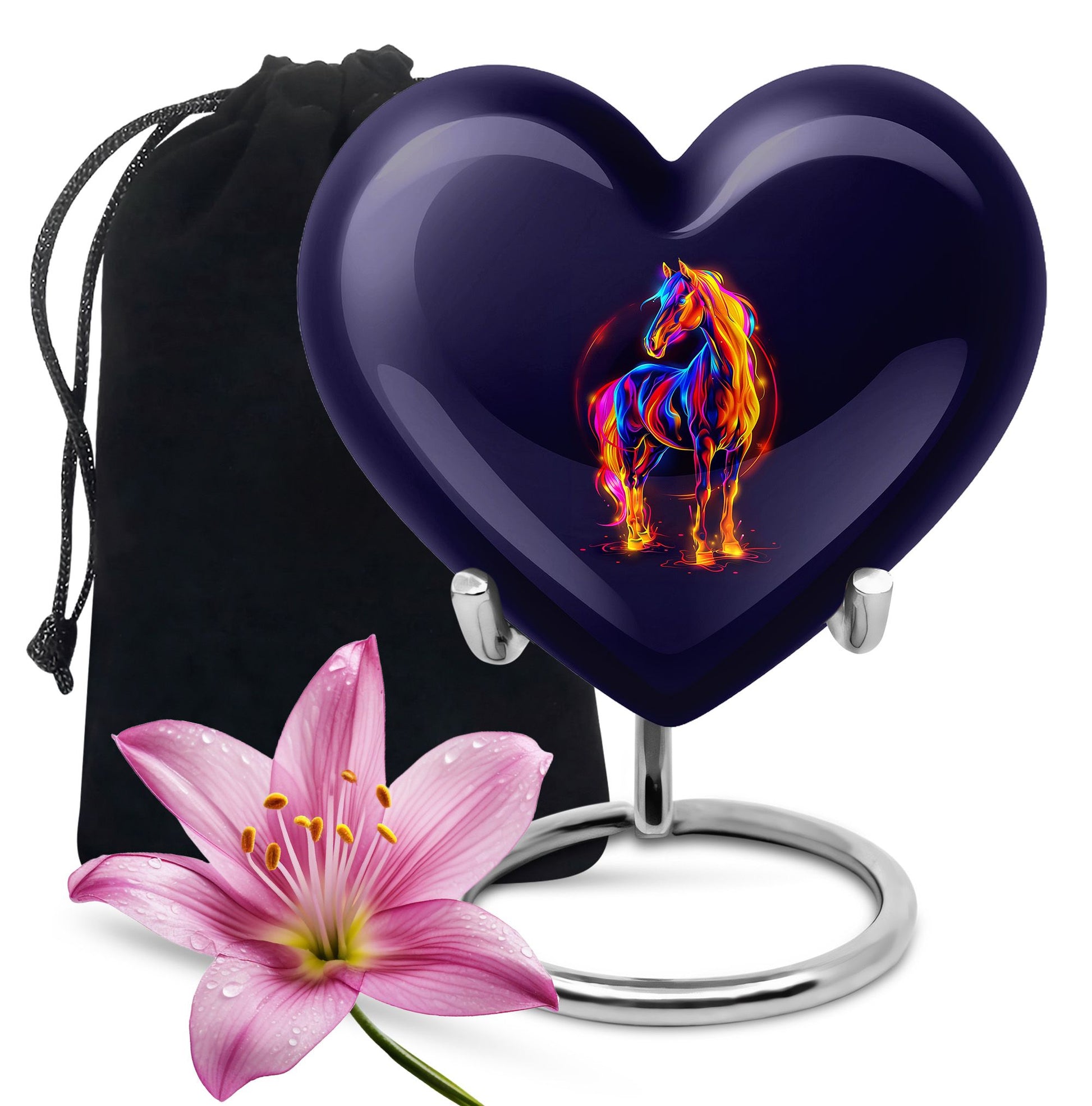 Horse Theme Cremation Urn - Colourful Memorial Urn For Human Ashes