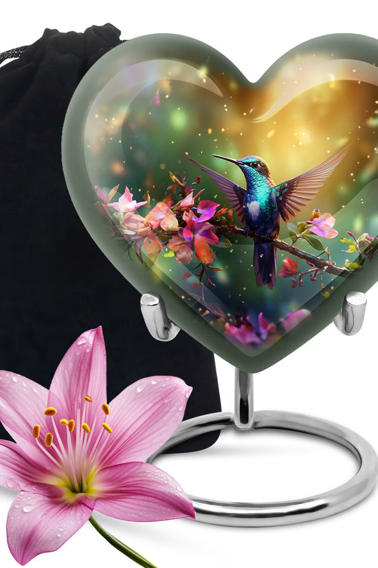 Peaceful Hummingbird Cremation Urn - Beautiful Burial Urn For Human Ashes