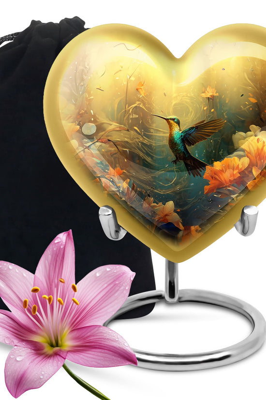 Peaceful Hummingbird Funeral Urn - Elegant Cremation Urn for Adults