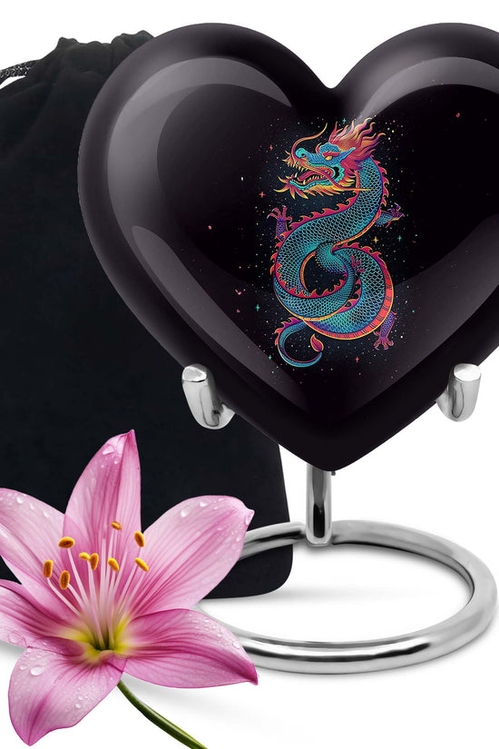 Celestial Blue Dragon Cremation Urn - Aluminium Memorial Urn For Human Ashes