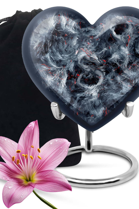Midnight Fantasy Dragon Cremation Urn For Ashes – Black Memorial Urn
