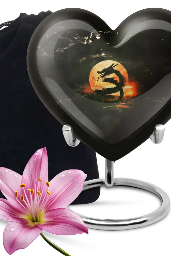 Crimson Dragon Warrior Cremation Urn For Human Ashes - Red Aluminium Urn
