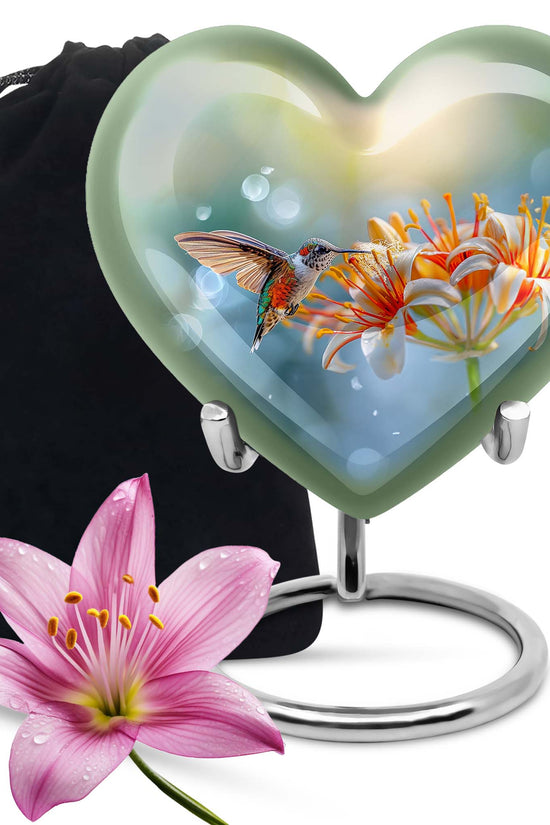 Lily Hummingbird Funeral Urn - Memorial Urn For Male & Female
