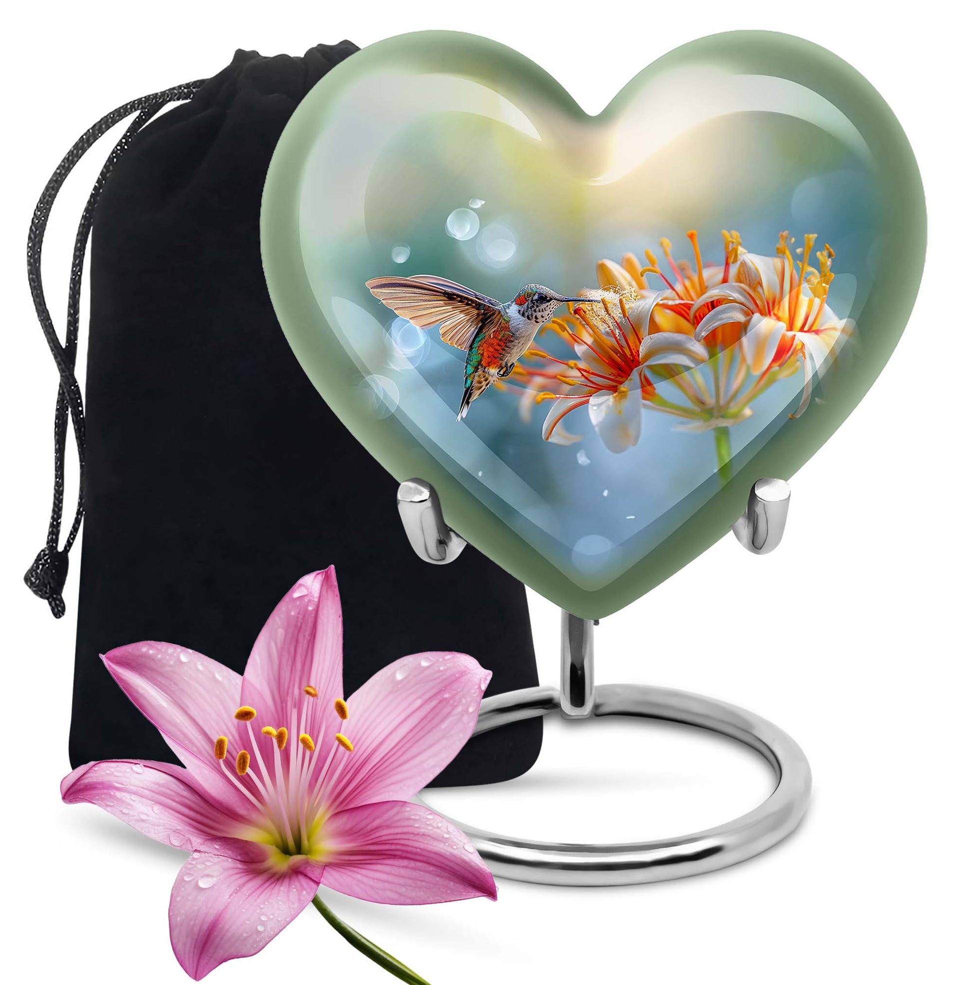 Lily Hummingbird Funeral Urn - Memorial Urn For Male & Female