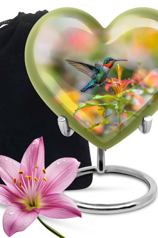 Colourful Hummingbird Memorial Urn - Beautiful Cremation Urn For Adult Ashes