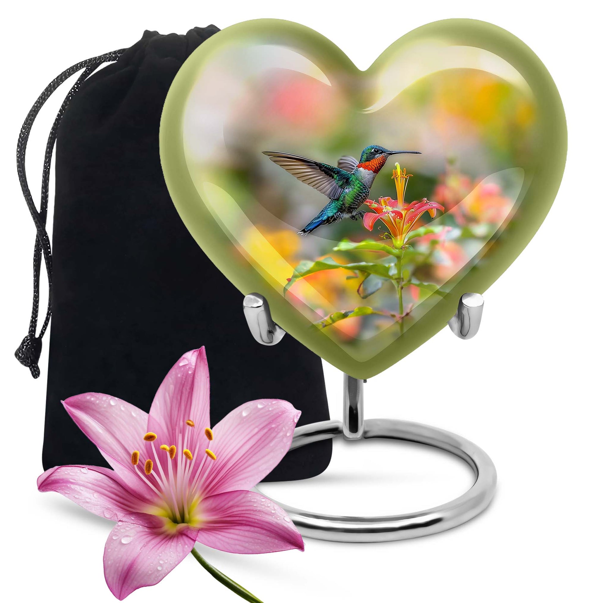 Colourful Hummingbird Memorial Urn - Beautiful Cremation Urn For Adult Ashes