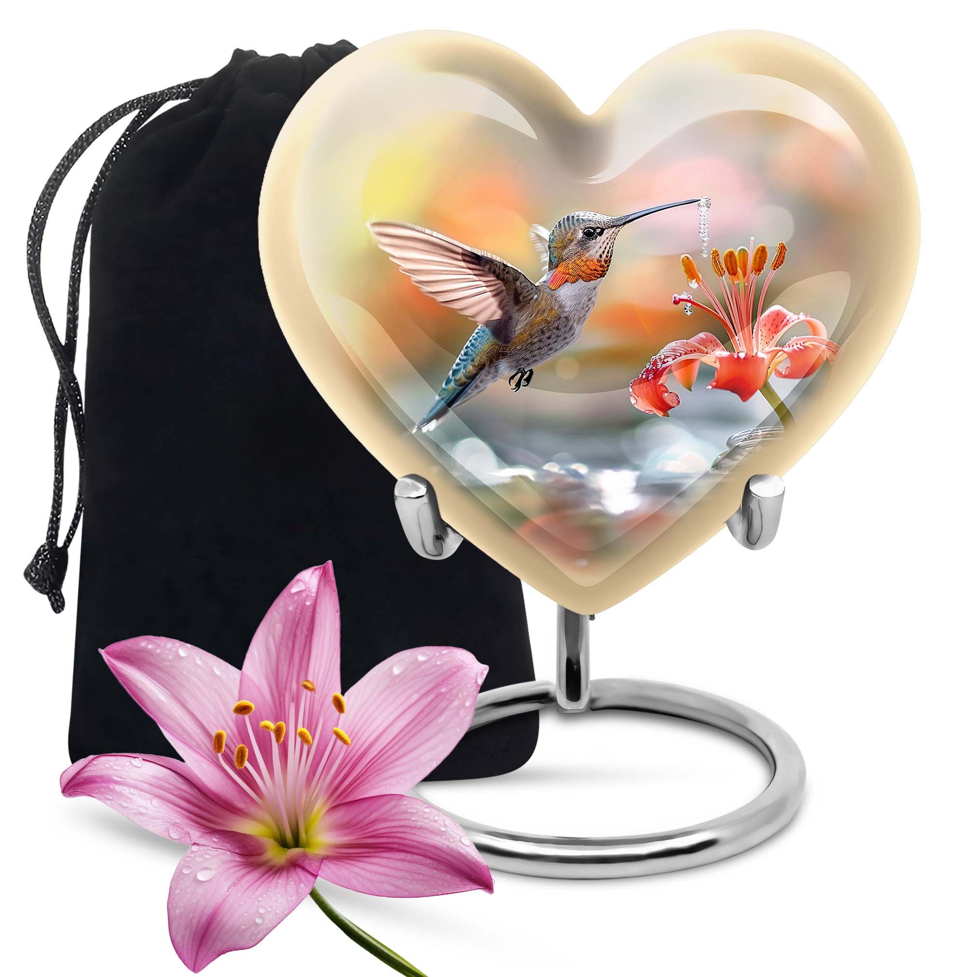 Floral Hummingbird Memorial Urn - Elegent Funeral Urn For Loved Ones