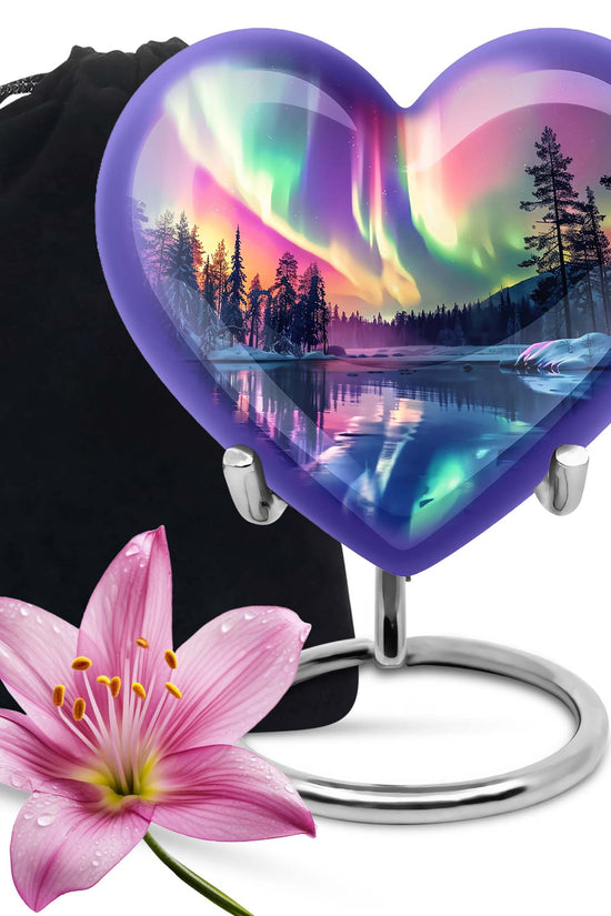 Beautiful Northan Lights Cremation Urn - Forest Lake Memorial Urn For Human Ashes