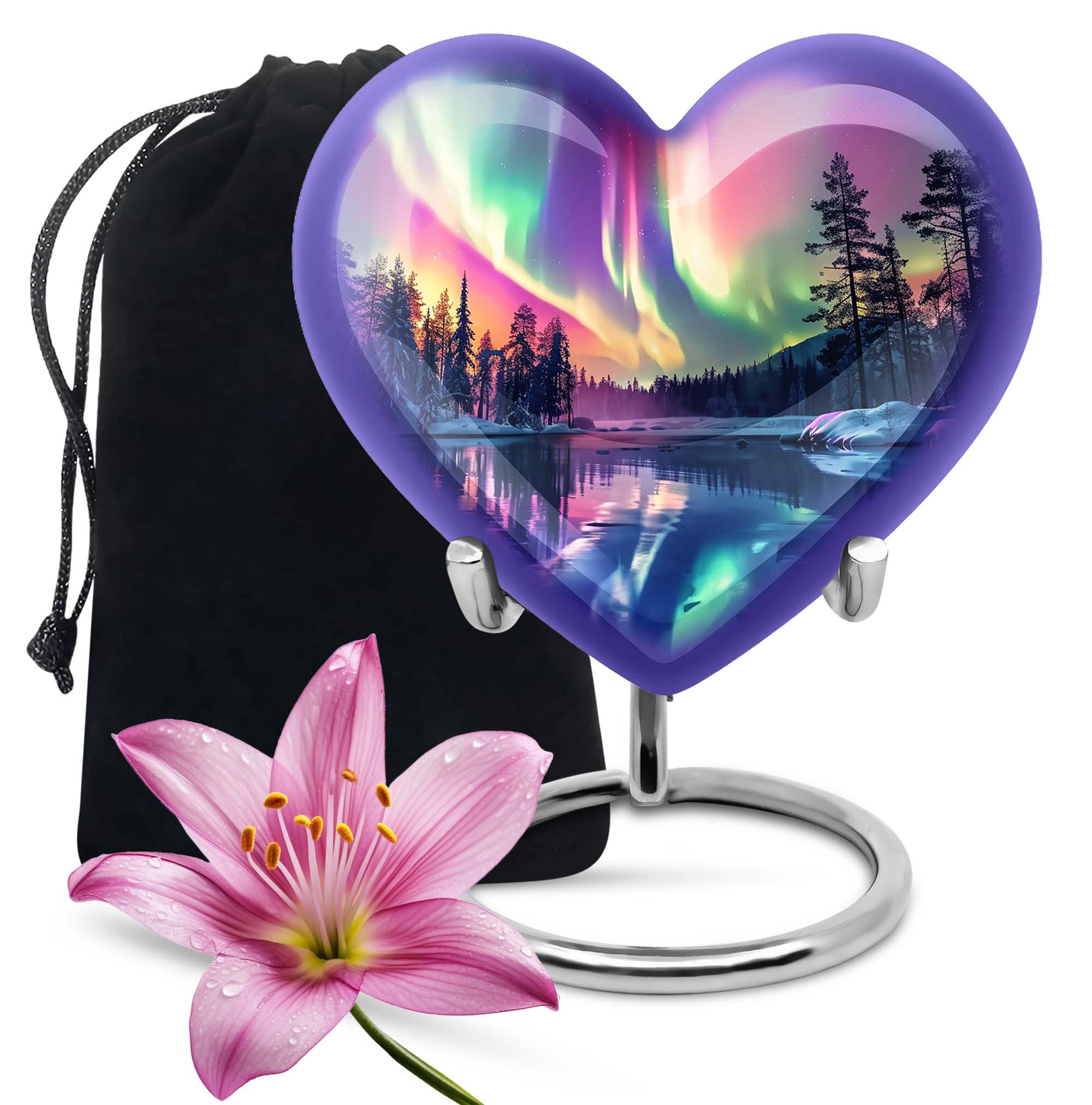 Beautiful Northan Lights Cremation Urn - Forest Lake Memorial Urn For Human Ashes