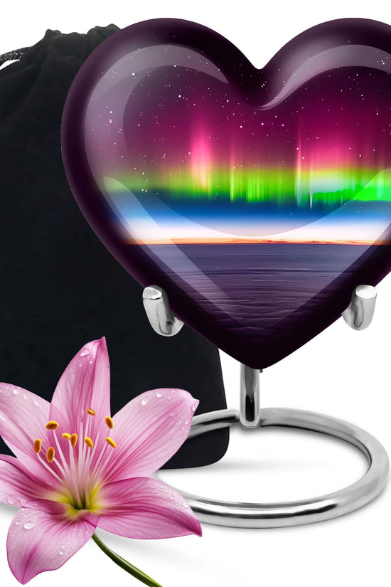 Aurora Borealis Night Memorial Urn - Beautiful Cremation Urn For Adults
