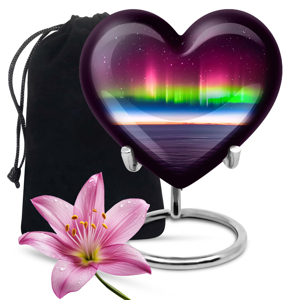 Aurora Borealis Night Memorial Urn - Beautiful Cremation Urn For Adults
