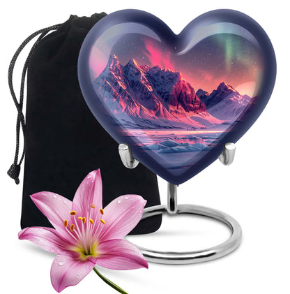 Aurora Snow Valley Urn For Ashes - Beautiful Sky Cremation Urn For Adults Ashes