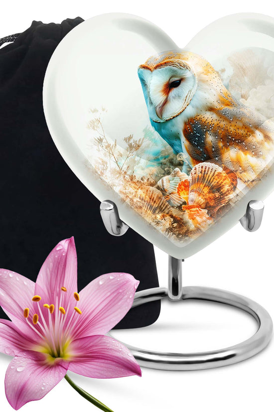 Artistic Owl Memorial Urn - White Aluminum Urn For Male & Female