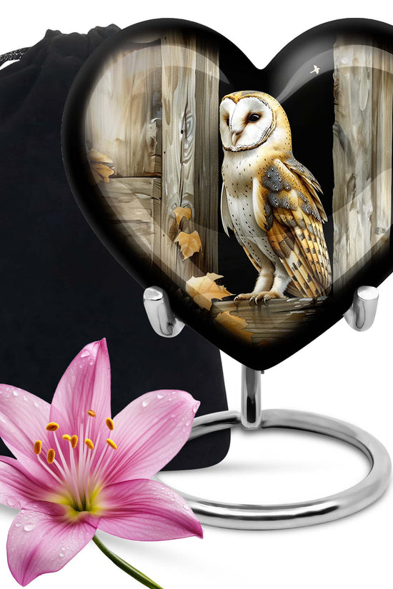 Barn Owl Cremation Urn - Rustic Memorial Urn For Human Ashes