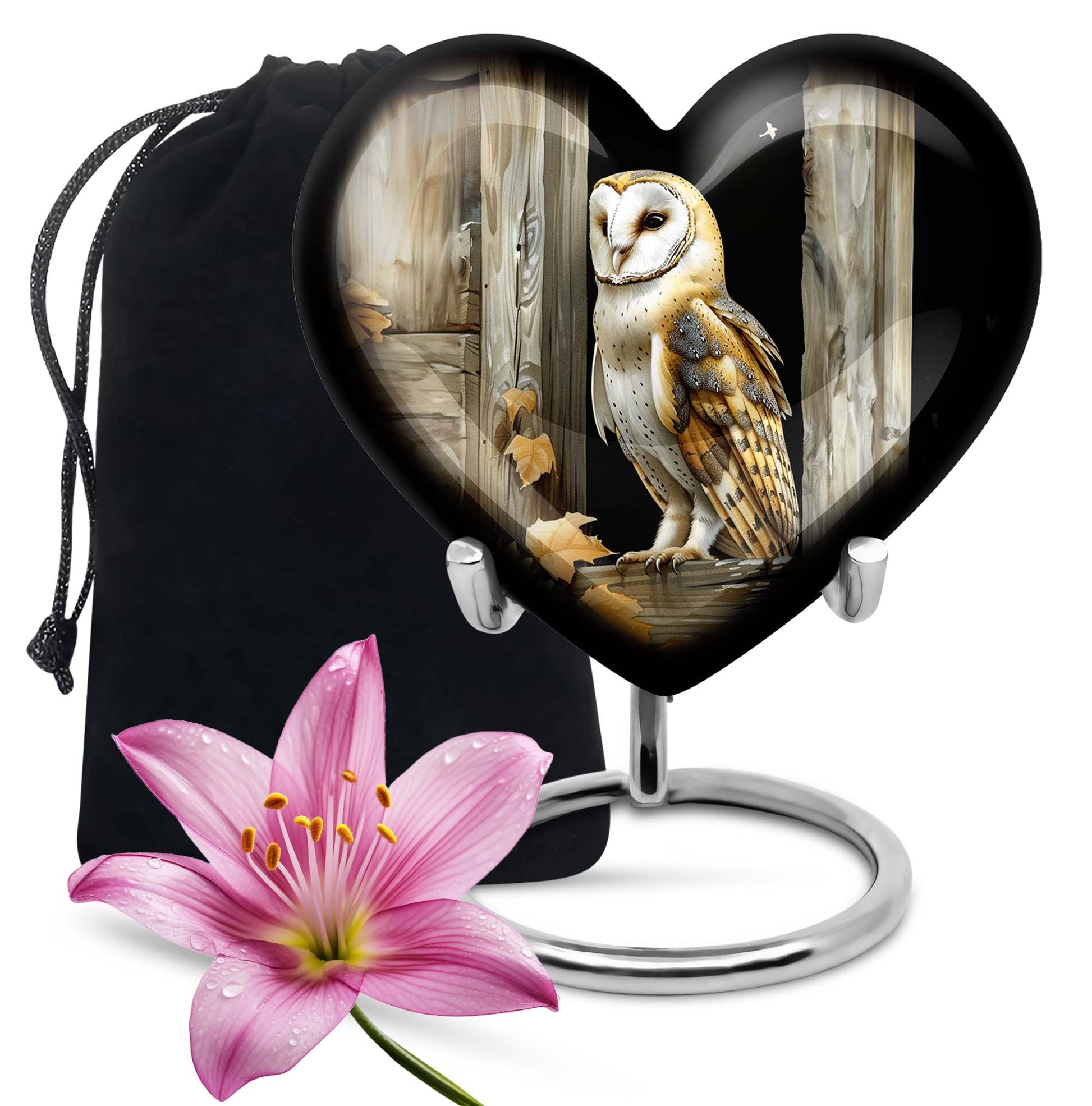Barn Owl Cremation Urn - Rustic Memorial Urn For Human Ashes