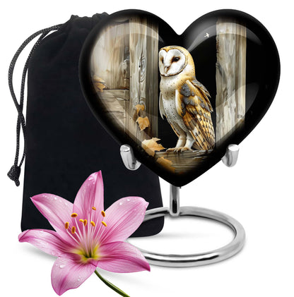 Barn Owl Cremation Urn - Rustic Memorial Urn For Human Ashes