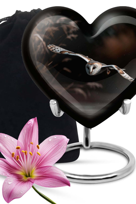 Flying Barn Owl Cremation Urn - Elegant Funeral Urn For Human Ashes