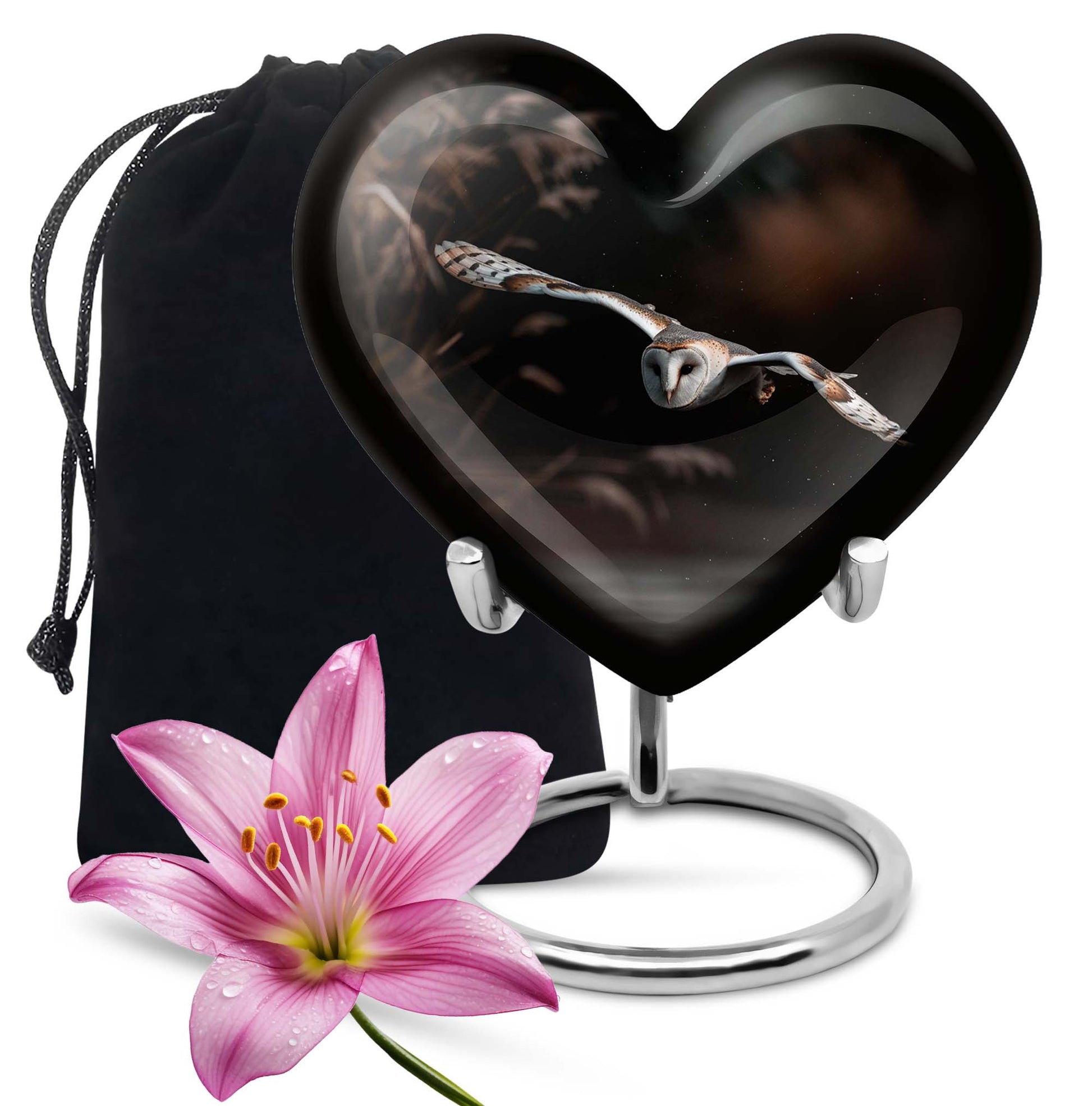 Flying Barn Owl Cremation Urn - Elegant Funeral Urn For Human Ashes
