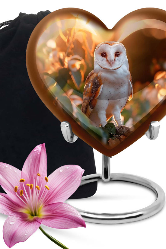 Sunset Barn Owl Cremation Urn – Nature Memorial Urn For Human Ashes