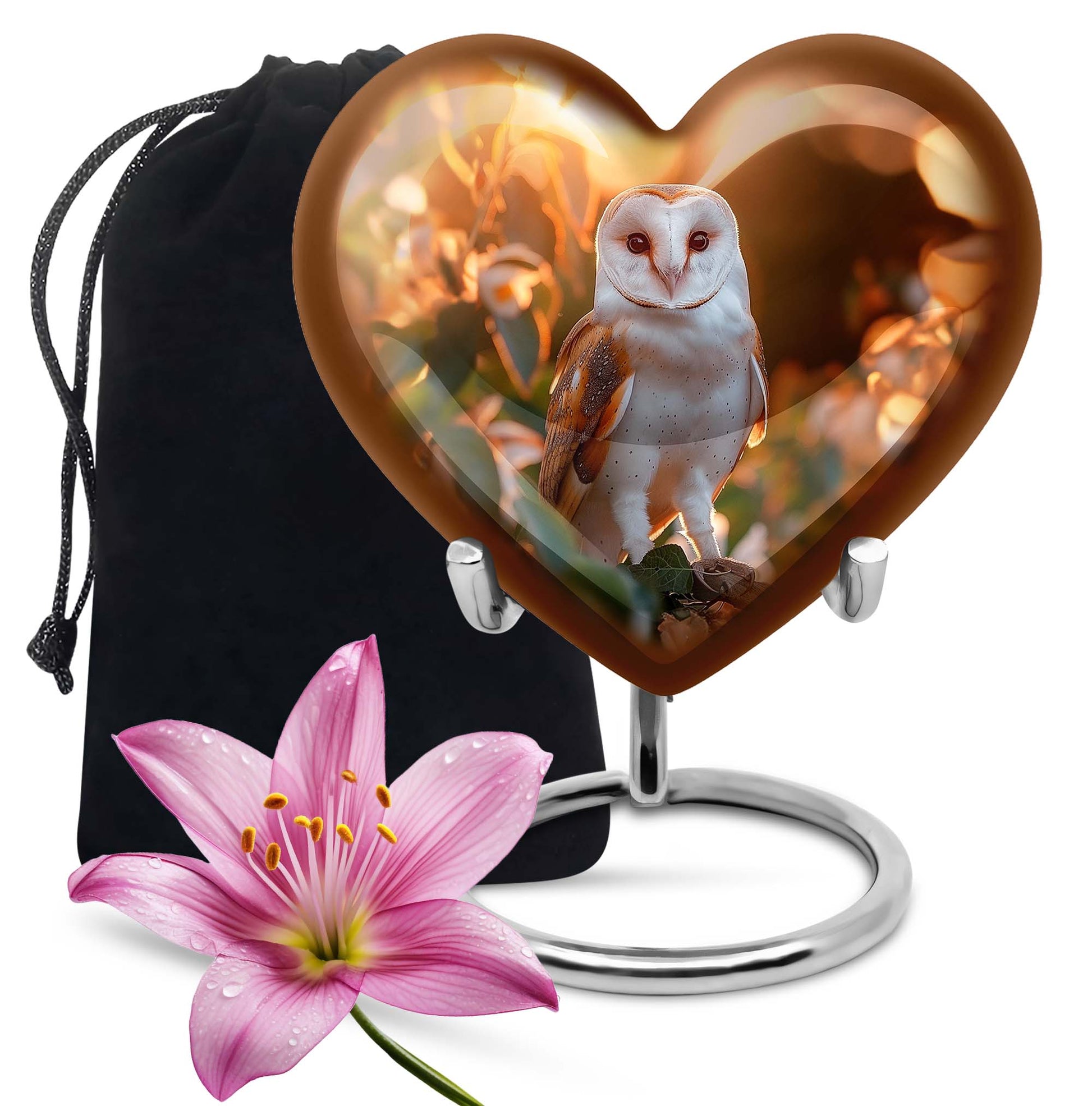 Sunset Barn Owl Cremation Urn – Nature Memorial Urn For Human Ashes