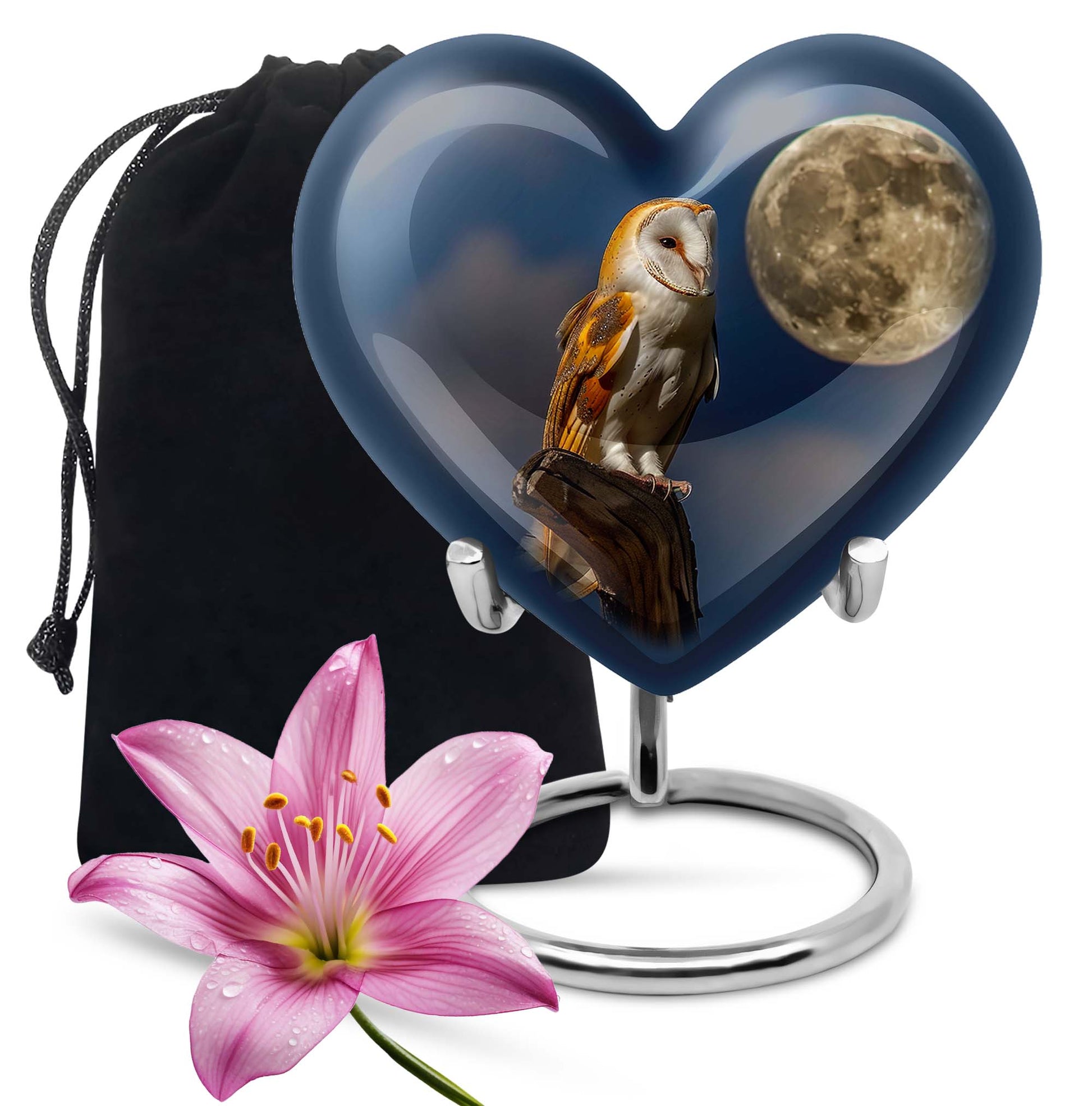 Moonlight Barn Owl Cremation Urn - Night Sky Memorial Urn For Burial