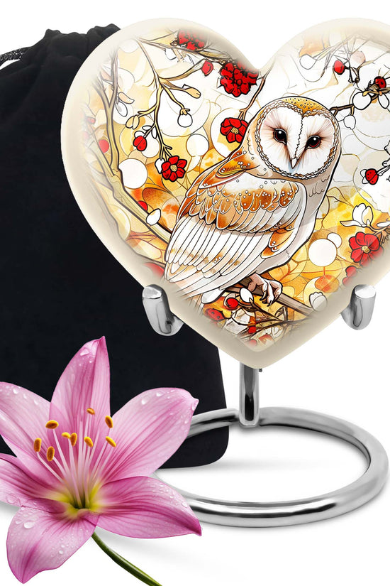 White Owl Funeral Urn – Artistic Cremation Urn For Adult Ashes