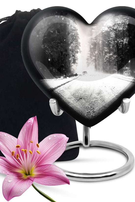 Winter Forest Funeral Urn - White Cremation Urn For Adult Ashes