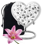Black & White Paw Cremation Urn - Elegant Pet Funeral Urn For Adult Ashes