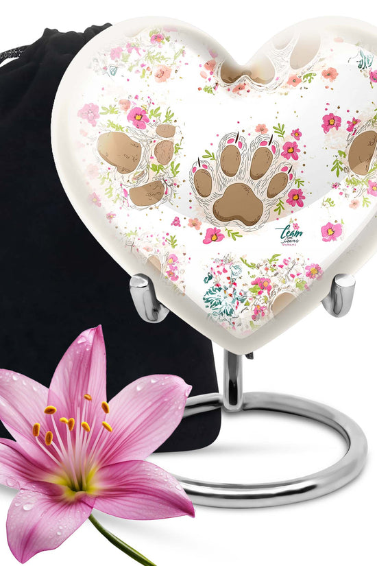 Pet Paw Theme Funeral Urn - Decorative Pet Memorial Urn For Ashes