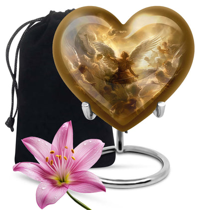 Golden Angel Cremation Urn - Aluminium Memorial Urn For Female